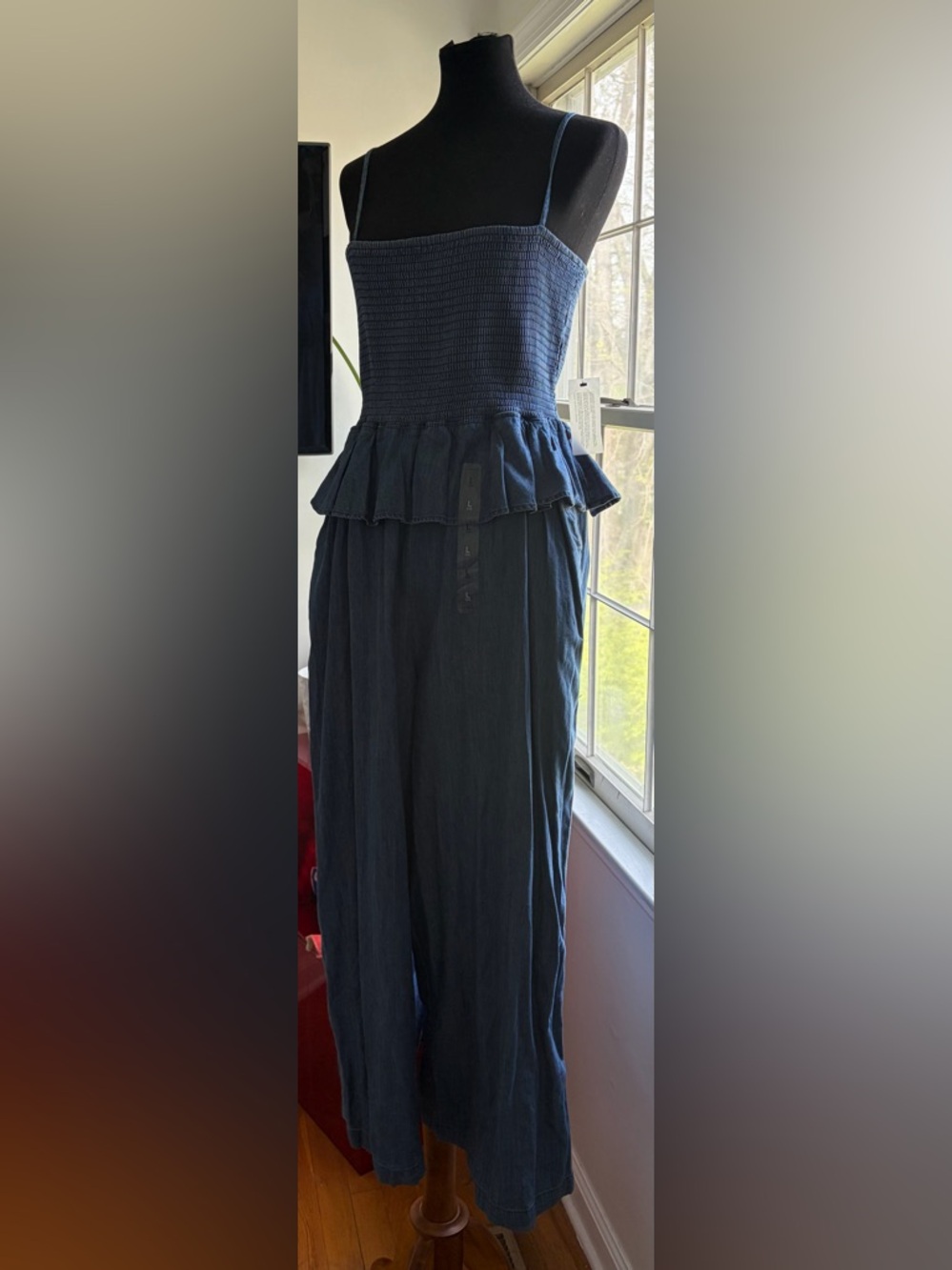 Tommy Hilfiger Navy Blue Boot Cut Jumpsuit with Peplum Waist